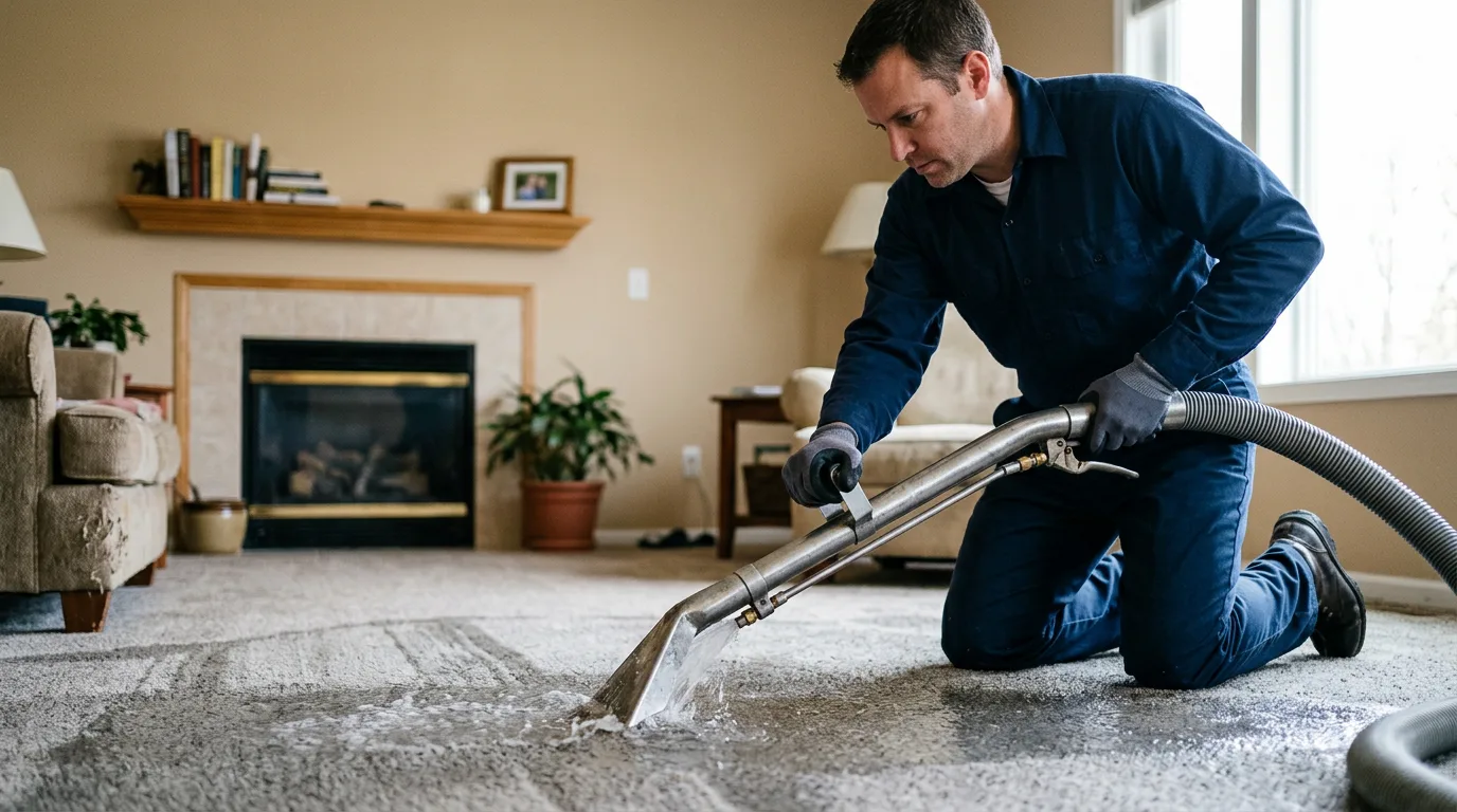 Water damage restoration technician working near Mentone, CA